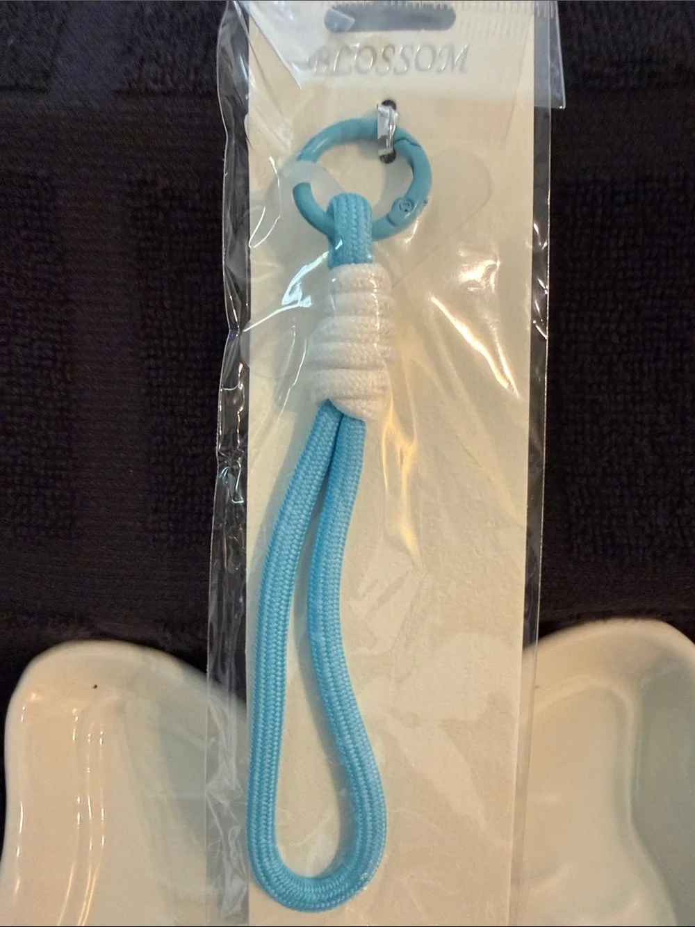 Light Blue & White Rope Keychain Key Holder